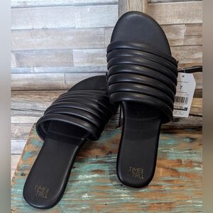 NWT Time and Tru Black Tubular Band Slide Sandals